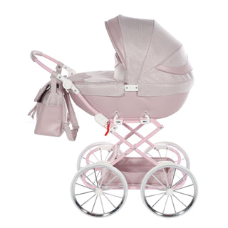 Junama pink dolls pram in pink — foldable toy pram with adjustable handle | Butterflies Baby UK