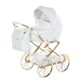 Junama Dolce White & Gold Dolls Pram 4in1 luxury travel system