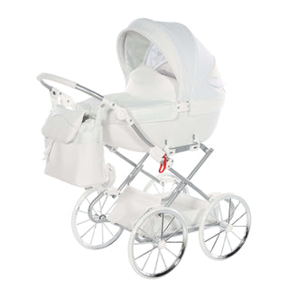 Junama Dolce White & Silver Dolls Pram 4in1 luxury travel system
