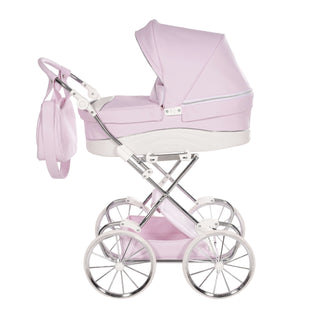 Junama glitter Pink dolls pram in Pink — foldable toy pram with adjustable handle | Butterflies Baby UK