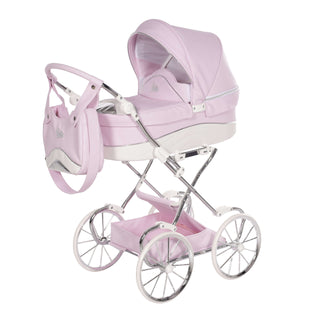 Junama glitter pink dolls pram in pink — foldable toy pram with adjustable handle | Butterflies Baby UK
