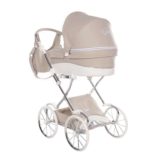 Junama glitter white dolls pram in white — foldable toy pram with adjustable handle | Butterflies Baby UK