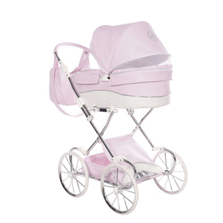 Junama glitter pink dolls pram in pink — foldable toy pram with adjustable handle | Butterflies Baby UK