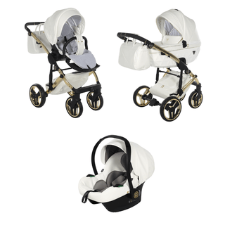 Junama fluo white — pram & pushchair set, made in Europe | Butterflies Baby UK