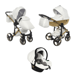 Junama fluo white — pram & pushchair set, made in Europe | Butterflies Baby UK