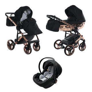 Junama mirror black — pram & pushchair set, made in Europe | Butterflies Baby UK