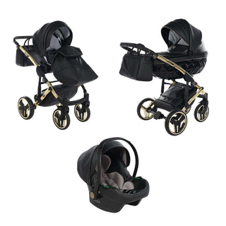 Junama fluo black — pram & pushchair set, made in Europe | Butterflies Baby UK