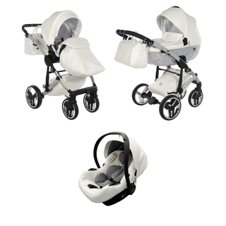 Junama fluo silver — pram & pushchair set, made in Europe | Butterflies Baby UK