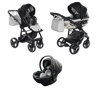 Junama glitter black — pram & pushchair set, made in Europe | Butterflies Baby UK