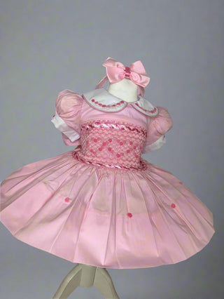 Pink Love Heart Smocked Dress