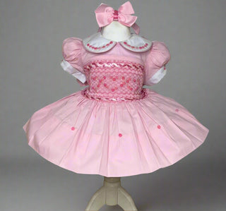 Pink Love Heart Smocked Dress