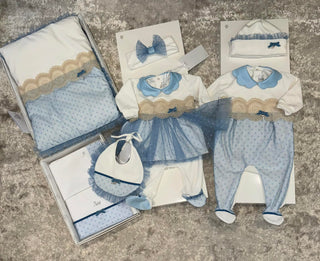 Petit Italia Blue swiss dot Babygrow