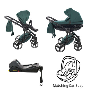 Junama core teal — pram & pushchair set, made in Europe | Butterflies Baby UK