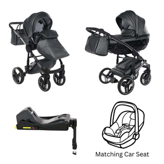Junama fluo grey — pram & pushchair set, made in Europe | Butterflies Baby UK