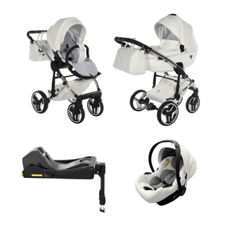 Junama fluo silver — pram & pushchair set, made in Europe | Butterflies Baby UK