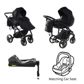 Junama core black — pram & pushchair set, made in Europe | Butterflies Baby UK