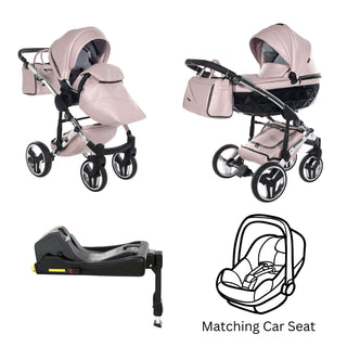 Junama fluo pink — pram & pushchair set, made in Europe | Butterflies Baby UK