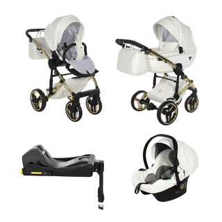 Junama fluo white — pram & pushchair set, made in Europe | Butterflies Baby UK