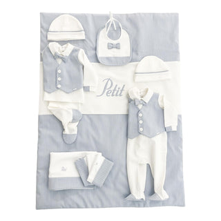 Petit Italia Boys Blue Pin Stripe Layette