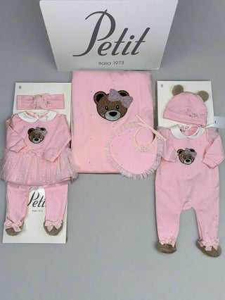 Petit Italia Layette Set Baby Pink Teddy Bear