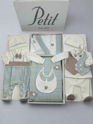 Petit Italia Layette Set Boys Beige and Blue