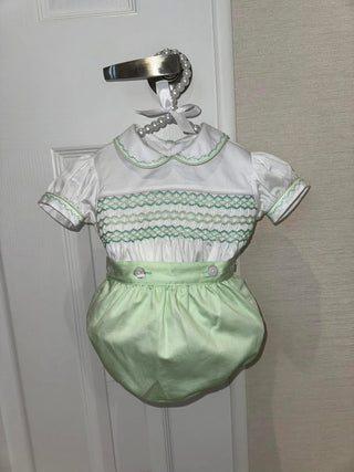 Green Boys Smocked Suit