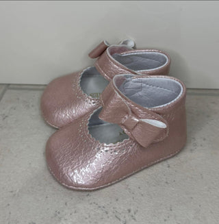 Pink Pearl Patent Leather Pram Shoe