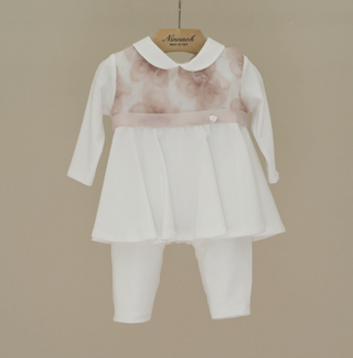 Ninnaoh Lace Applique Two Piece Colour 1 (Two Toned White & Dusty Pink)