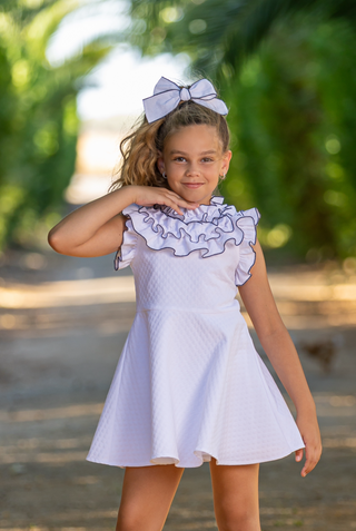 Babine Ruffle Dress French Navy Trim