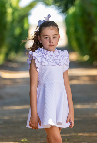 Babine Ruffle Dress Lilac Trim