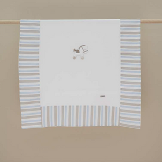 Ninnaoh Boys Rocking Horse Blanket With Striped Trim