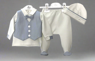 Petit Italia Boys Blue Pin Stripe Layette