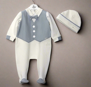 Petit Italia Boys Blue Pin Stripe Layette