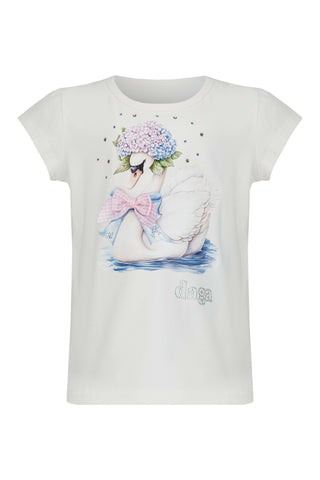Daga Pastel Bloom Swan Top & Shorts Set (image 3) | Butterflies Baby UK