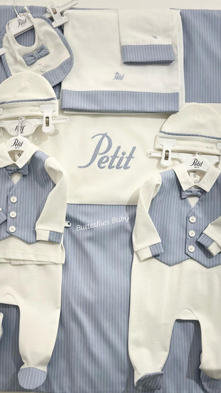 Petit Italia Boys Blue Pin Stripe Layette
