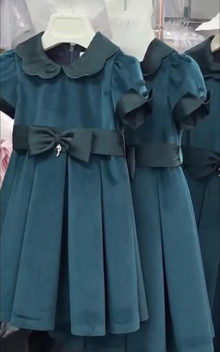 Emerald Green Pure Velvet Petit Italia Dress & Headband