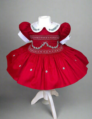 Red and Silver Smocked Dress