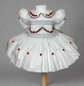 White & Red Smocked Dress
